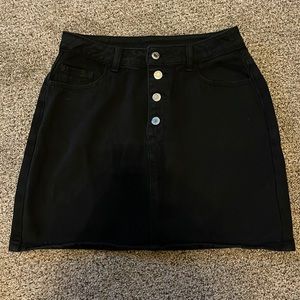 SHEIN Black Button Up Jean Skirt
